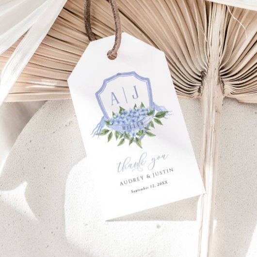 Blue Hydrangea Monogram Wappen Maßgeschneiderte Ho Geschenkanhänger