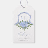 Blue Hydrangea Monogram Wappen Maßgeschneiderte Ho Geschenkanhänger (Vorderseite)