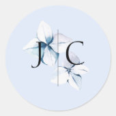 Blue Hydrangea Monogram Wedding Sticker (Vorderseite)