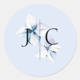 Blue Hydrangea Monogram Wedding Sticker