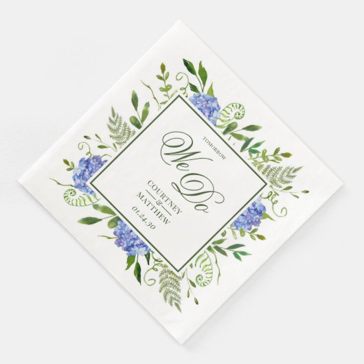 Blue Hydrangea Morgen machen wir Serviette (Ecke)