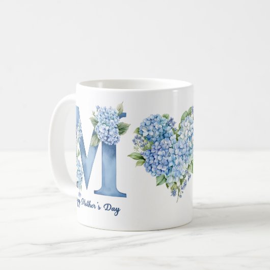 Blue Hydrangea Mothers Day Coffee Mug Kaffeetasse (Vorderseite Links)
