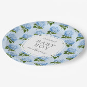 Blue Hydrangea Muster Sweet Baby Boy Pappteller