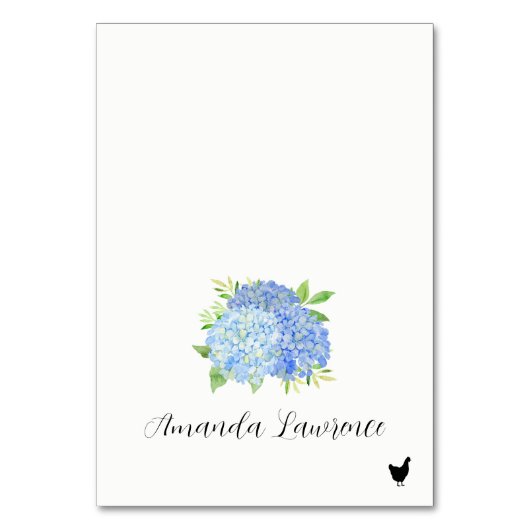 Blue Hydrangea Name Geflügel Mahlzeiten Option Pla Tischnummer (Vorderseite)