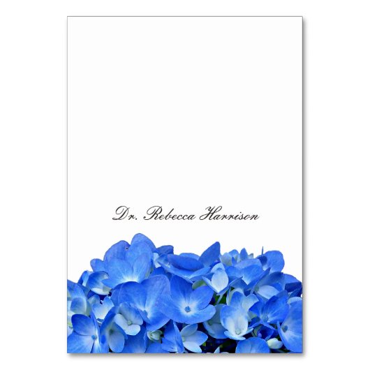 Blue Hydrangea Name Template Platzkarten Tischnummer (Vorderseite)