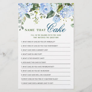 Blue Hydrangea Name that Cake Brautparty Game