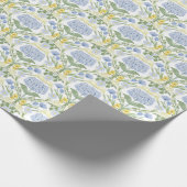 Blue Hydrangea, Narzissen und Rose Geschenkpapier (Ecke)