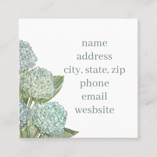 Blue Hydrangea-Notebook Quadratische Visitenkarte (Vorderseite)