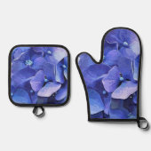 BLUE HYDRANGEA OFENHANDSCHUH & Topflappen-Set (Vorderseite)