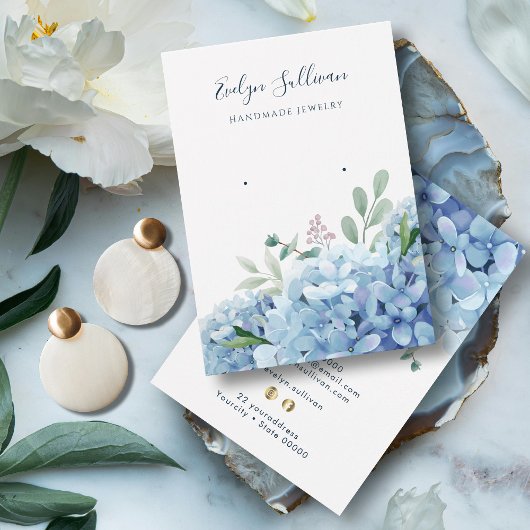 Blue Hydrangea Ohrring-Display-Karte