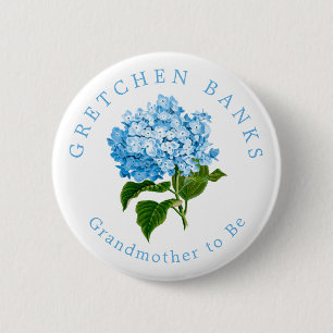 Blue Hydrangea Oma to Be Baby Dusche Button