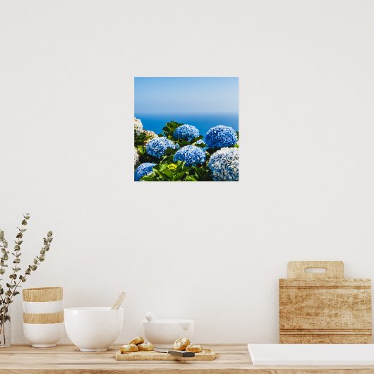 Blue Hydrangea on Gradient ocean Jigsaw Puzzle Poster (Küche)