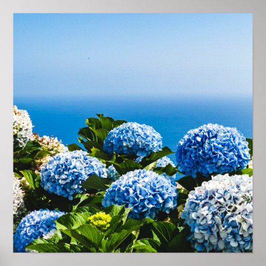 Blue Hydrangea on Gradient ocean Jigsaw Puzzle Poster (Vorne)