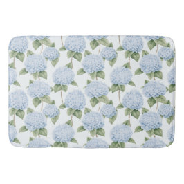 Blue Hydrangea Pattern Watercolor Floral Botanical Badematte