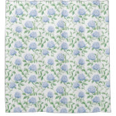 Blue Hydrangea Pattern Watercolor Floral Botanical Duschvorhang (Vorderseite)