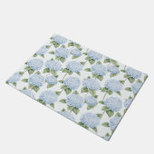 Blue Hydrangea Pattern Watercolor Floral Botanical Fußmatte (Schrägansicht)