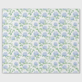 Blue Hydrangea Pattern Watercolor Floral Botanical Geschenkpapier (Flach)