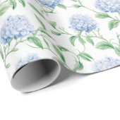 Blue Hydrangea Pattern Watercolor Floral Botanical Geschenkpapier (Rolleneckpunkt)
