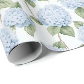 Blue Hydrangea Pattern Watercolor Floral Botanical Geschenkpapier (Rolleneckpunkt)