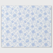 Blue Hydrangea Pattern Watercolor Floral Botanical Geschenkpapier (Flach)