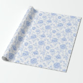 Blue Hydrangea Pattern Watercolor Floral Botanical Geschenkpapier (Ungerollt)