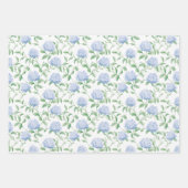 Blue Hydrangea Pattern Watercolor Floral Botanical Geschenkpapier Set (Vorderseite)