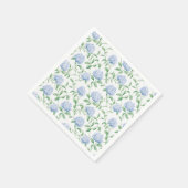 Blue Hydrangea Pattern Watercolor Floral Botanical Serviette (Ecke)
