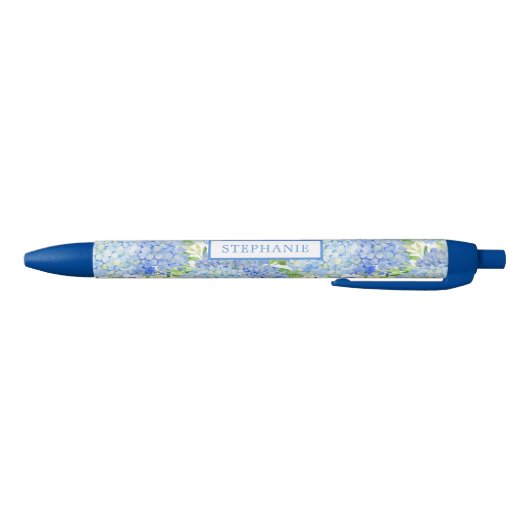 Blue Hydrangea Pen Botanischer Personalisierter Na Kugelschreiber (Unterseite)