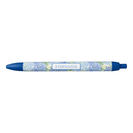Blue Hydrangea Pen Botanischer Personalisierter Na Kugelschreiber (Vorderseite)