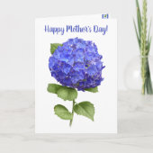 Blue Hydrangea Personalisiert Floral Muttertag Karte (Vorderseite)