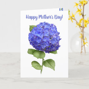 Blue Hydrangea Personalisiert Floral Muttertag Karte