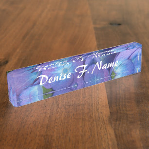 Blue Hydrangea Personalisiert Floral Namensplakette