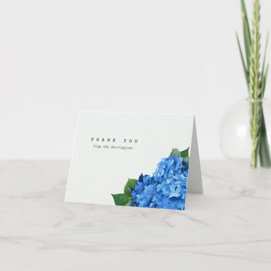 Blue Hydrangea Personalisiert geflogen Dankeschön Dankeskarte (Vorderseite)