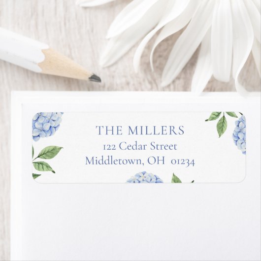 Blue Hydrangea Personalisierte Rücksendeadresse (Insitu)