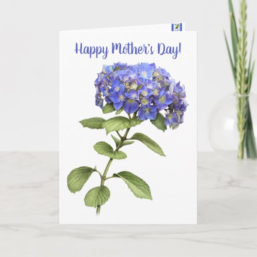 Blue Hydrangea Personalisierter Muttertag Karte (Vorderseite)