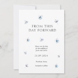 Blue Hydrangea Petal Wedding Save the Date Card