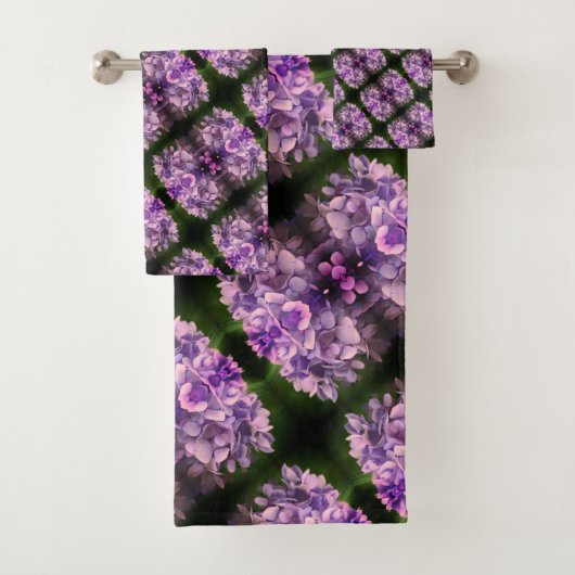 Blue Hydrangea Petals Abstrakt Art Pattern Badhandtuch Set (Insitu)
