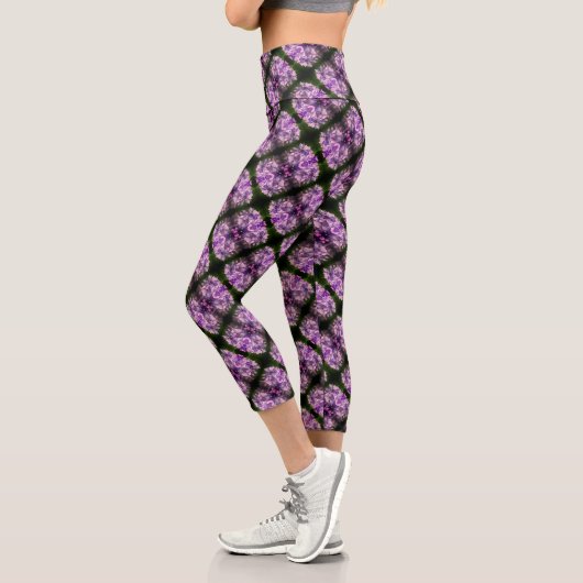 Blue Hydrangea Petals Abstrakt Art Pattern Capri Leggings (Links)