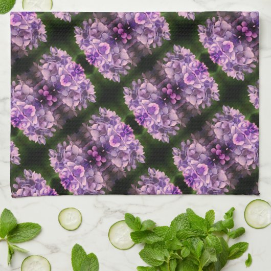 Blue Hydrangea Petals Abstrakt Art Pattern Geschirrtuch (Gefaltet)