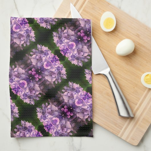 Blue Hydrangea Petals Abstrakt Art Pattern Geschirrtuch (Viertel Falte)