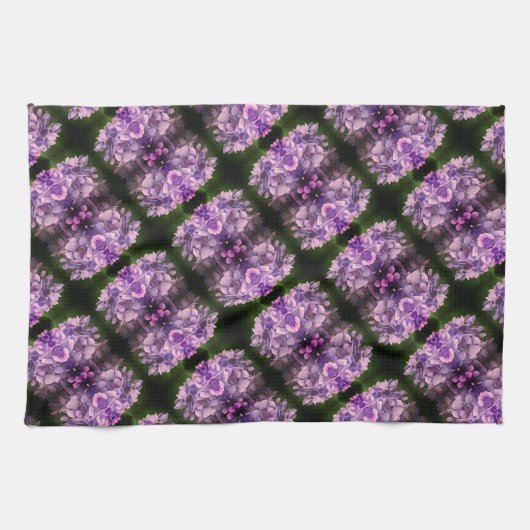 Blue Hydrangea Petals Abstrakt Art Pattern Geschirrtuch (Horizontal)