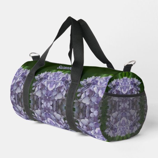 Blue Hydrangea Petals Abstrakt Personalisiert Duffle Bag (Rechte Ecke)