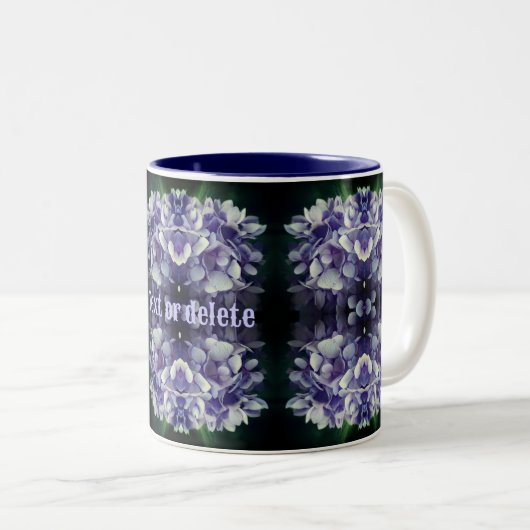 Blue Hydrangea Petals Abstrakt Personalisiert Zweifarbige Tasse (VorderseiteRechts)