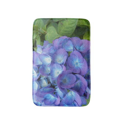 Blue Hydrangea Petals Floral Badematte (Vorderseite Vertikal)