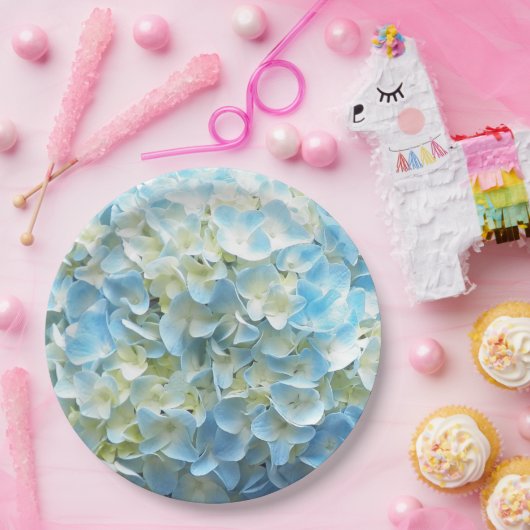 Blue Hydrangea Petals Floral Pappteller (Party)