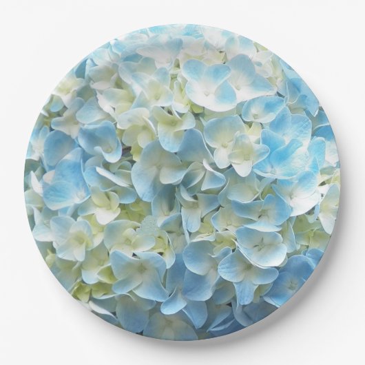 Blue Hydrangea Petals Floral Pappteller (Vorderseite)