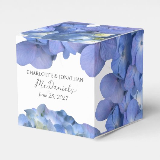 Blue Hydrangea Petals Hochzeit Personalisierter Na Geschenkschachtel (Vorderseite)