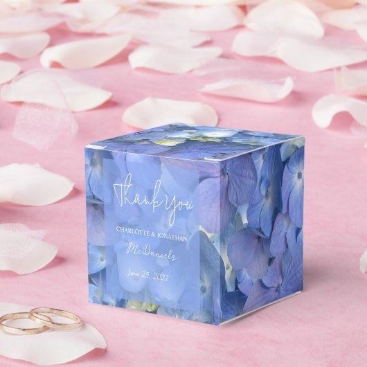 Blue Hydrangea Petals Hochzeit Personalisierter Na Geschenkschachtel (Hochzeit)