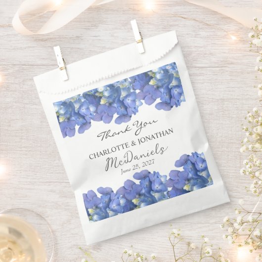 Blue Hydrangea Petals Hochzeit Personalisierter Na Geschenktütchen (Ausgeschnitten)