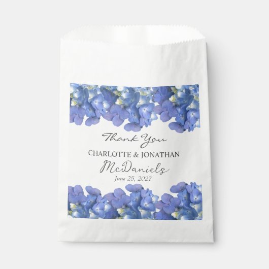 Blue Hydrangea Petals Hochzeit Personalisierter Na Geschenktütchen (Vorderseite)
